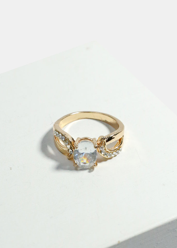 Simple Gemstone Ring Gold Oval JEWELRY - Shop Miss A