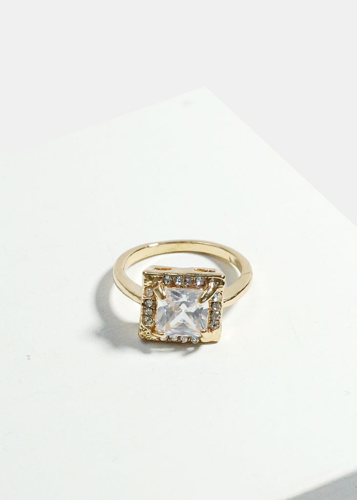 Simple Gemstone Ring Gold Square JEWELRY - Shop Miss A