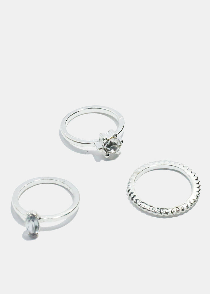 3-Piece Stacking Ring Set Silver JEWELRY - Shop Miss A