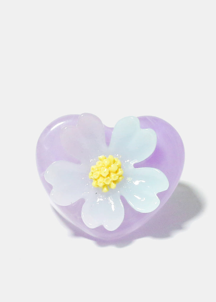 Resin Flower Ring Purple JEWELRY - Shop Miss A