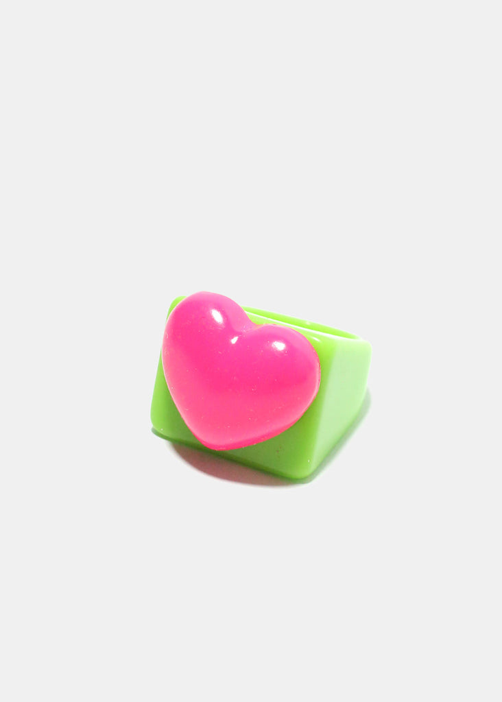 Heart Square Ring Green/6 JEWELRY - Shop Miss A