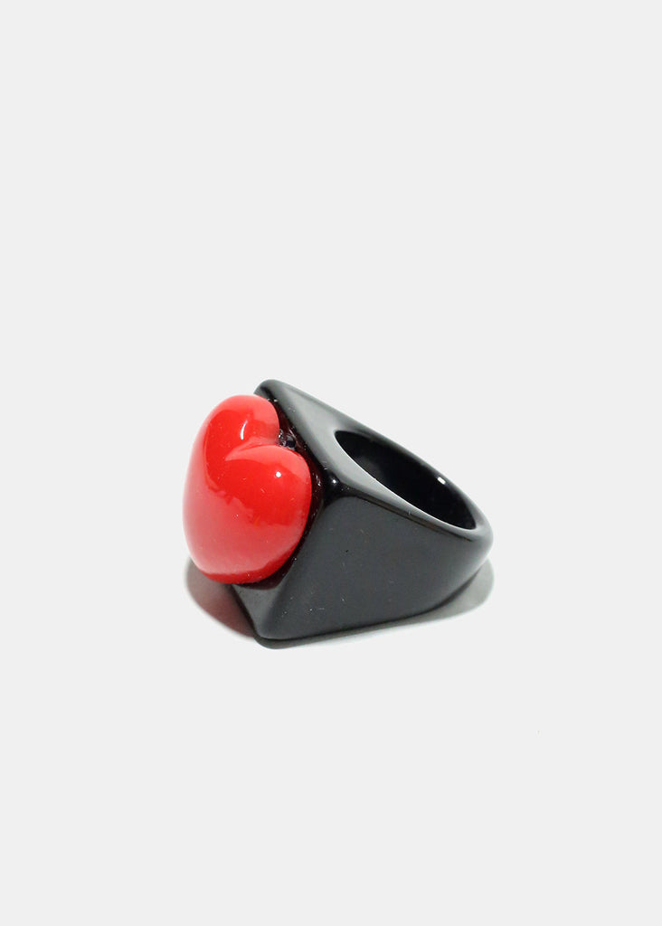 Heart Square Ring Black/7 JEWELRY - Shop Miss A