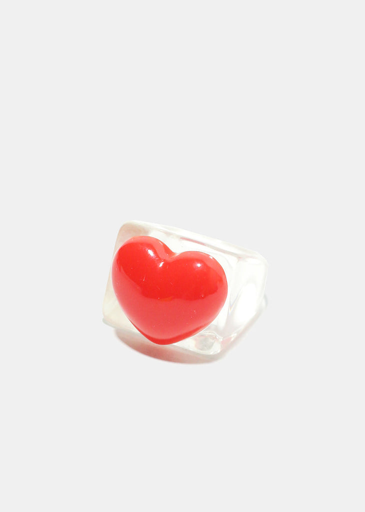 Heart Square Ring Clear/8 JEWELRY - Shop Miss A