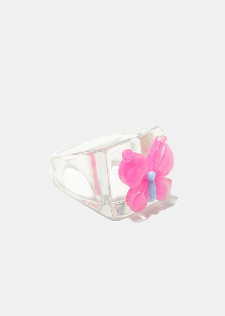 Butterfly Square Ring Pink JEWELRY - Shop Miss A
