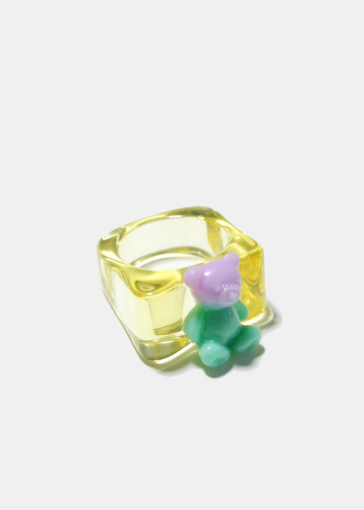 Plastic Bear Ring Yellow JEWELRY - Shop Miss A