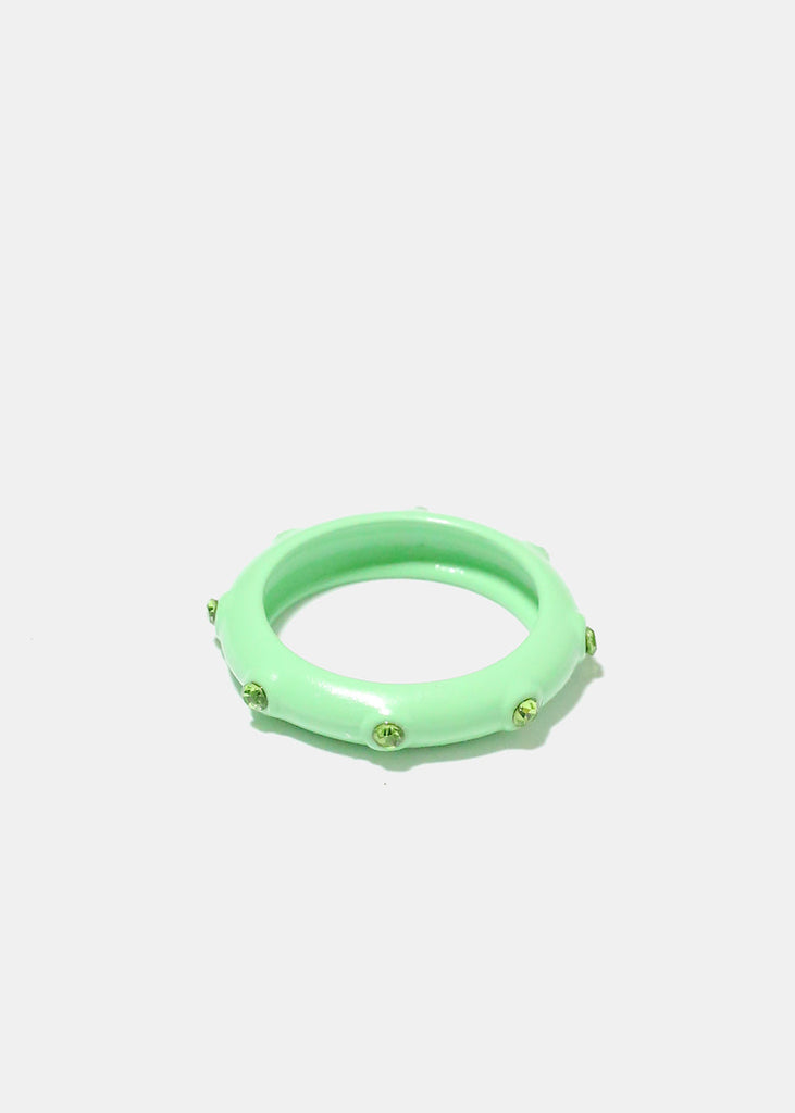 Rhinestone Studded Ring Green JEWELRY - Shop Miss A