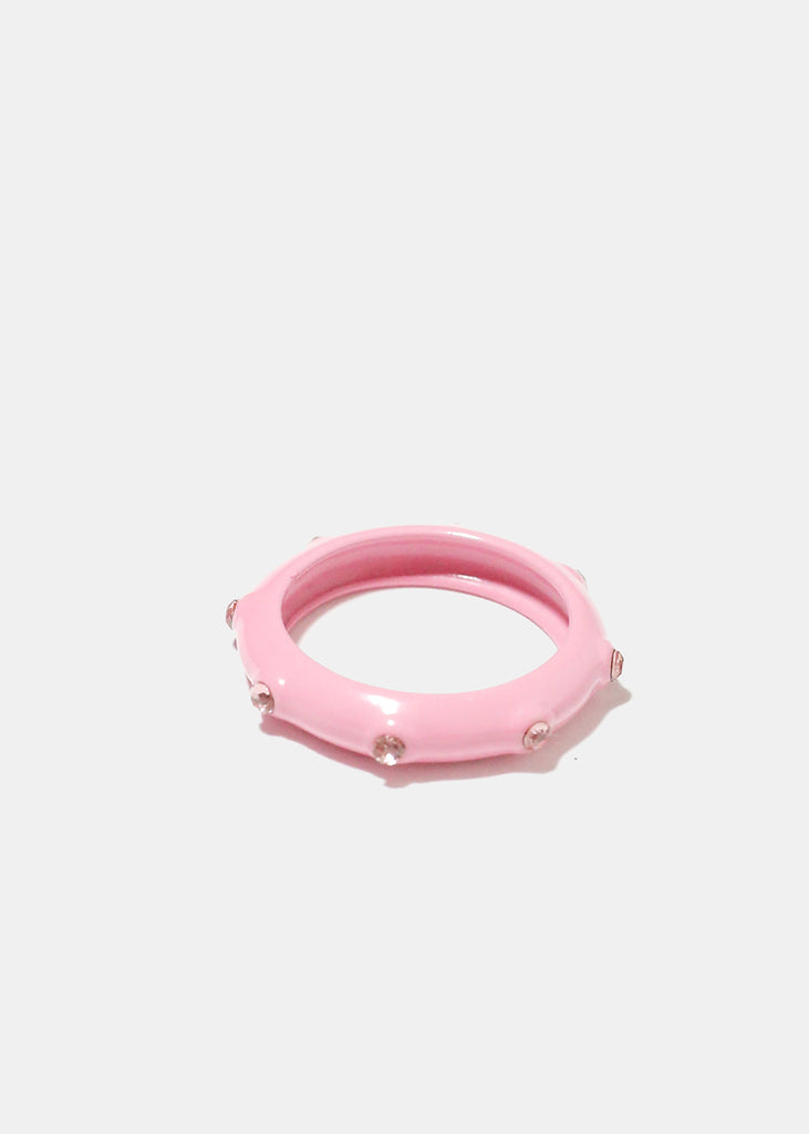 Rhinestone Studded Ring Pink JEWELRY - Shop Miss A