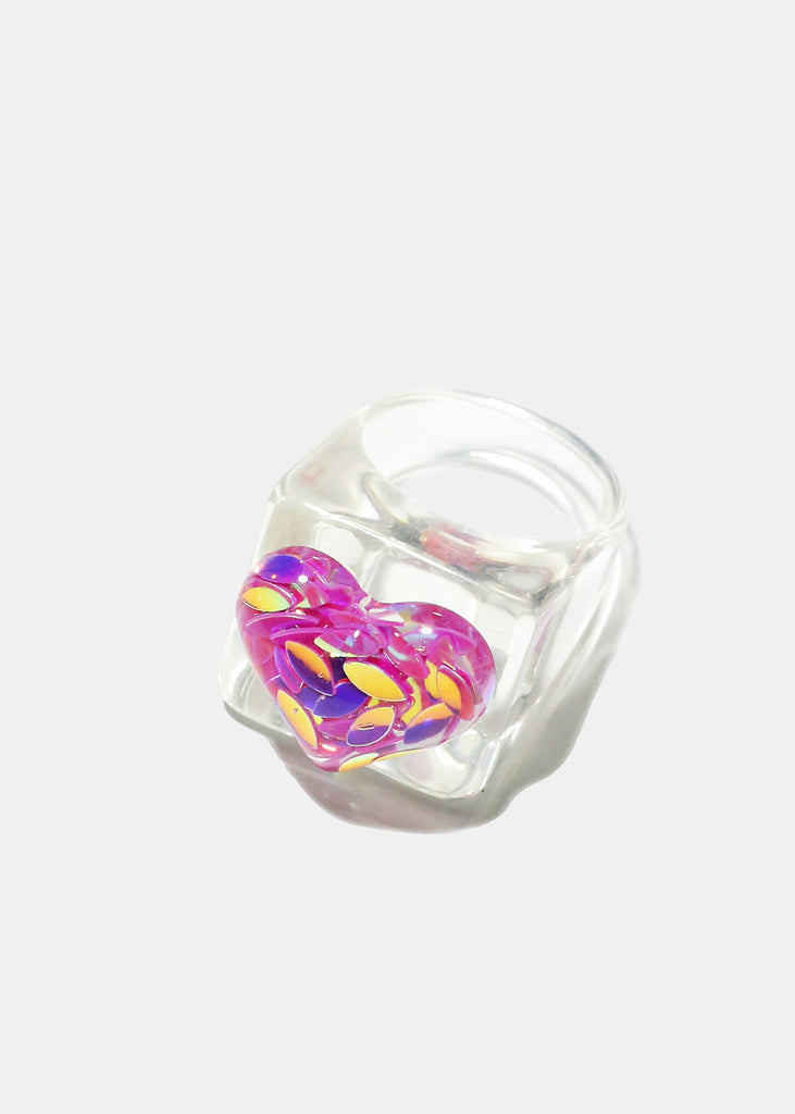 Clear Ring with Heart Purple/7 JEWELRY - Shop Miss A