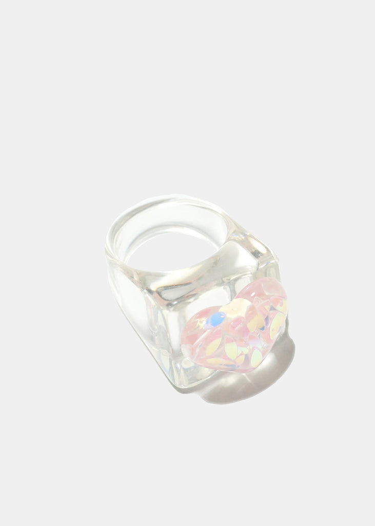 Clear Ring with Heart Pink/8 JEWELRY - Shop Miss A