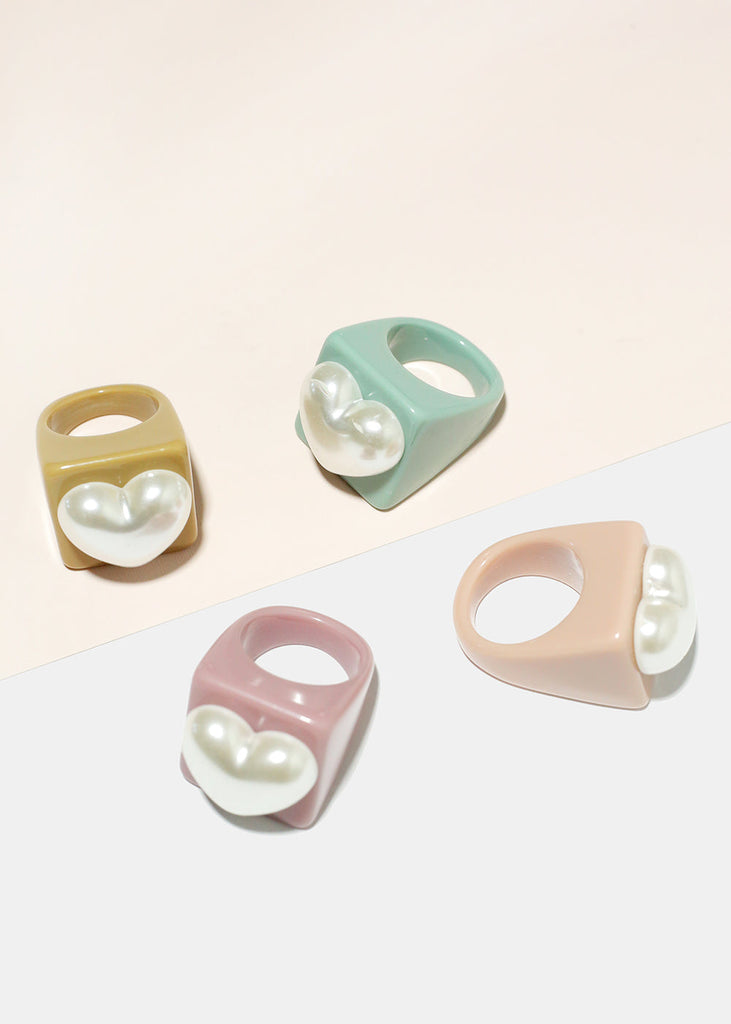 Neutral Pearl Heart Ring  JEWELRY - Shop Miss A
