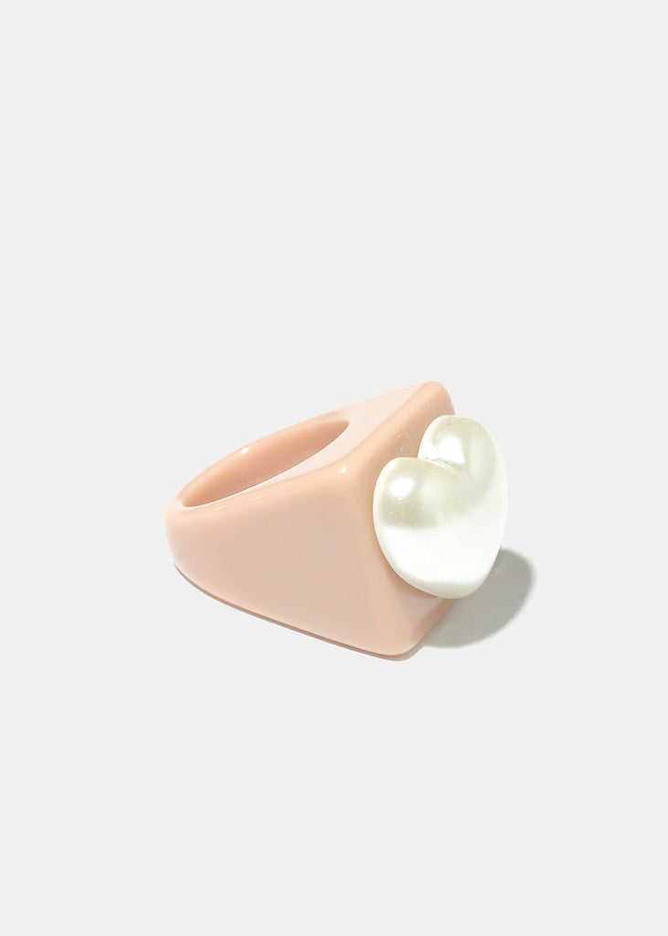Neutral Pearl Heart Ring Pink/7 JEWELRY - Shop Miss A