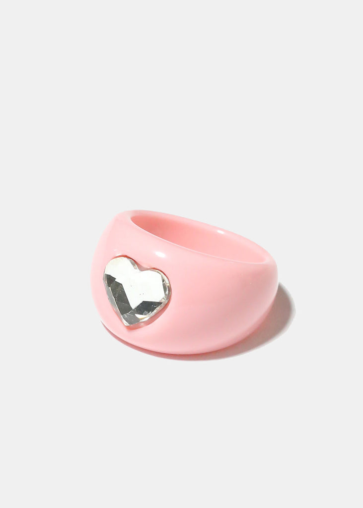 Rhinestone Heart Ring Pink JEWELRY - Shop Miss A
