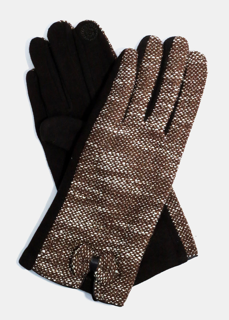Brown Gloves with Mini Bow  ACCESSORIES - Shop Miss A