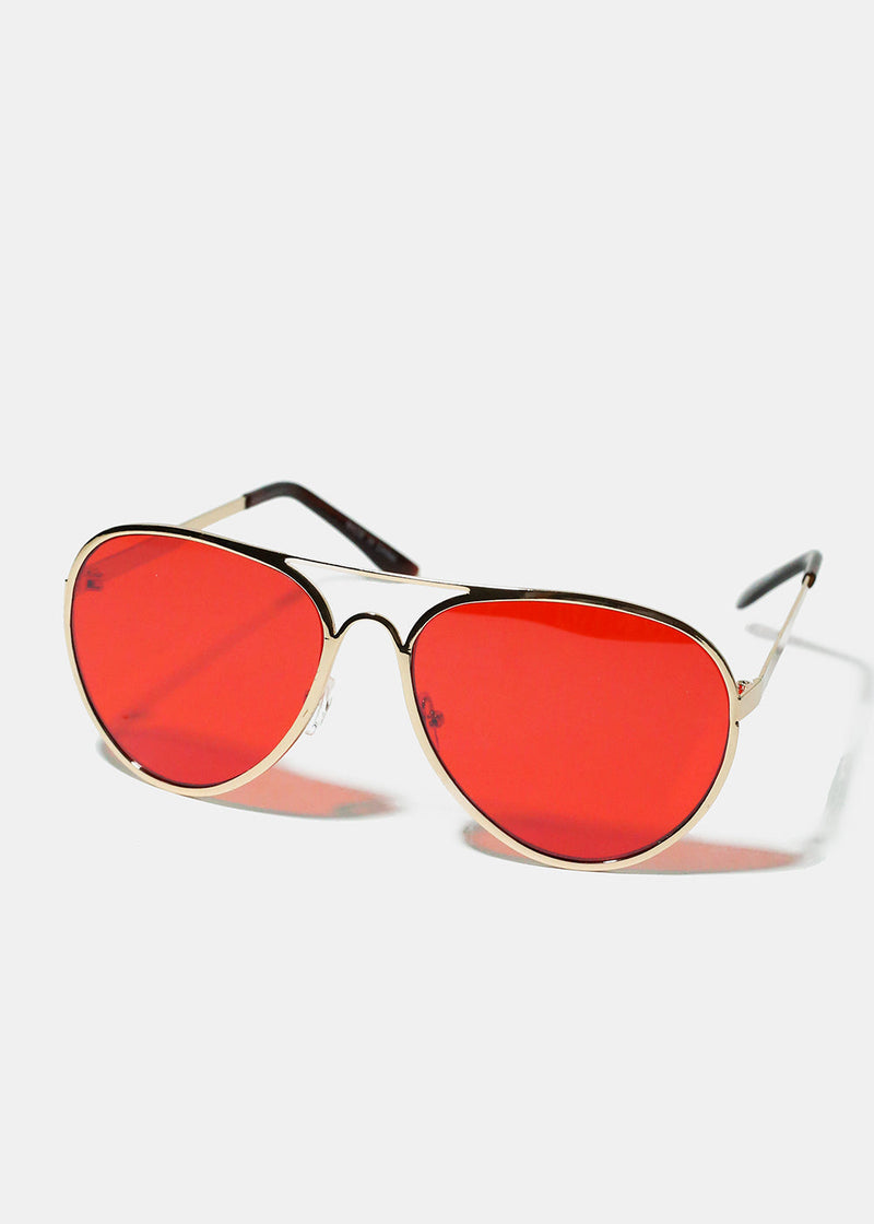 Colorful Lens Aviator Sunglasses - Red  ACCESSORIES - Shop Miss A