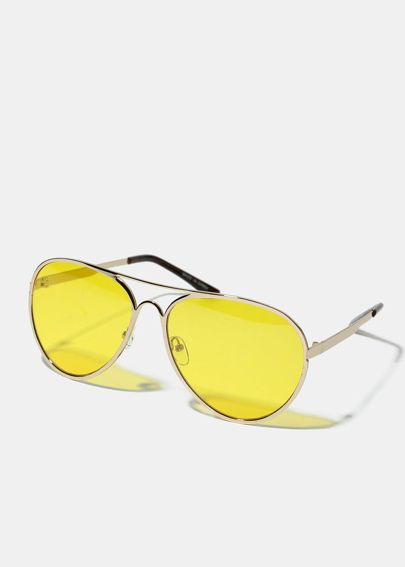 Colorful Lens Aviator Sunglasses - Yellow  ACCESSORIES - Shop Miss A