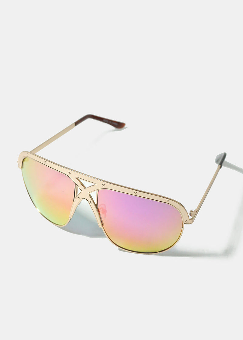 Reflective Lens Aviator Sunglasses - Purple  ACCESSORIES - Shop Miss A