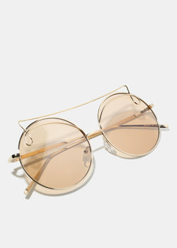Wire frame Sunglasses- Light Brown  ACCESSORIES - Shop Miss A