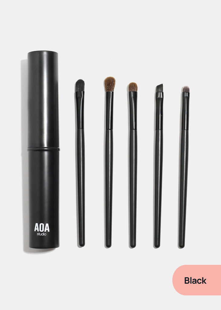 AOA 5PC Travel Brush Set + Case Black COSMETICS - Shop Miss A